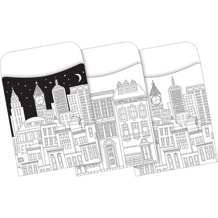 Barker Creek Color Me! Cityscapes Peel & Stick Library Pockets, Multi-Designs, 30/Pack 1244